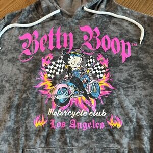 Betty Boop Women's Size Small Slate Grey Born to‎ Ride Hoodie with Long Sleeves